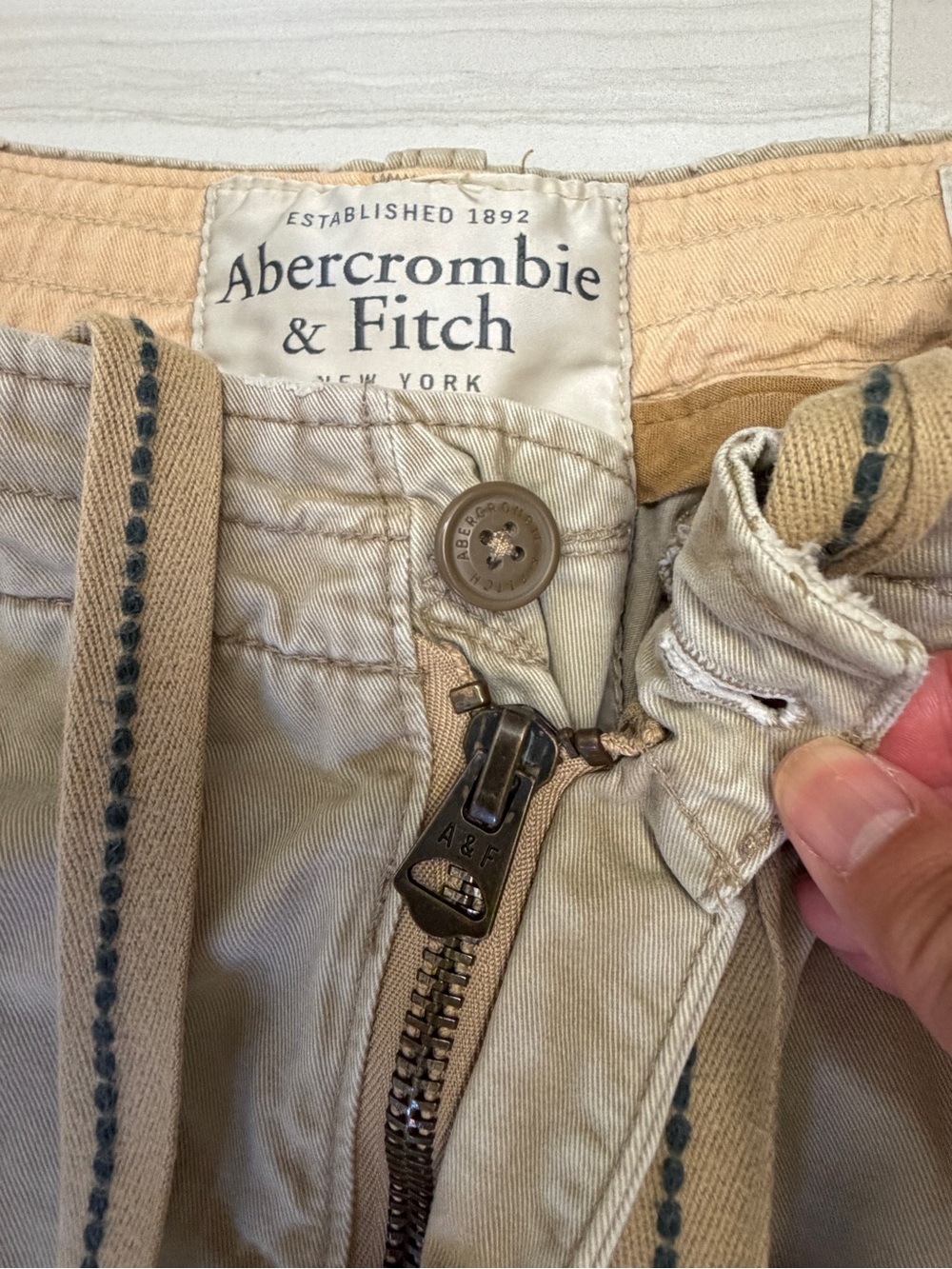 Vtg Abercrombie & Fitch Heavyweight Cargo Shorts Men 34 Tan Gorpcore Y2K Thick - Picture 4 of 12